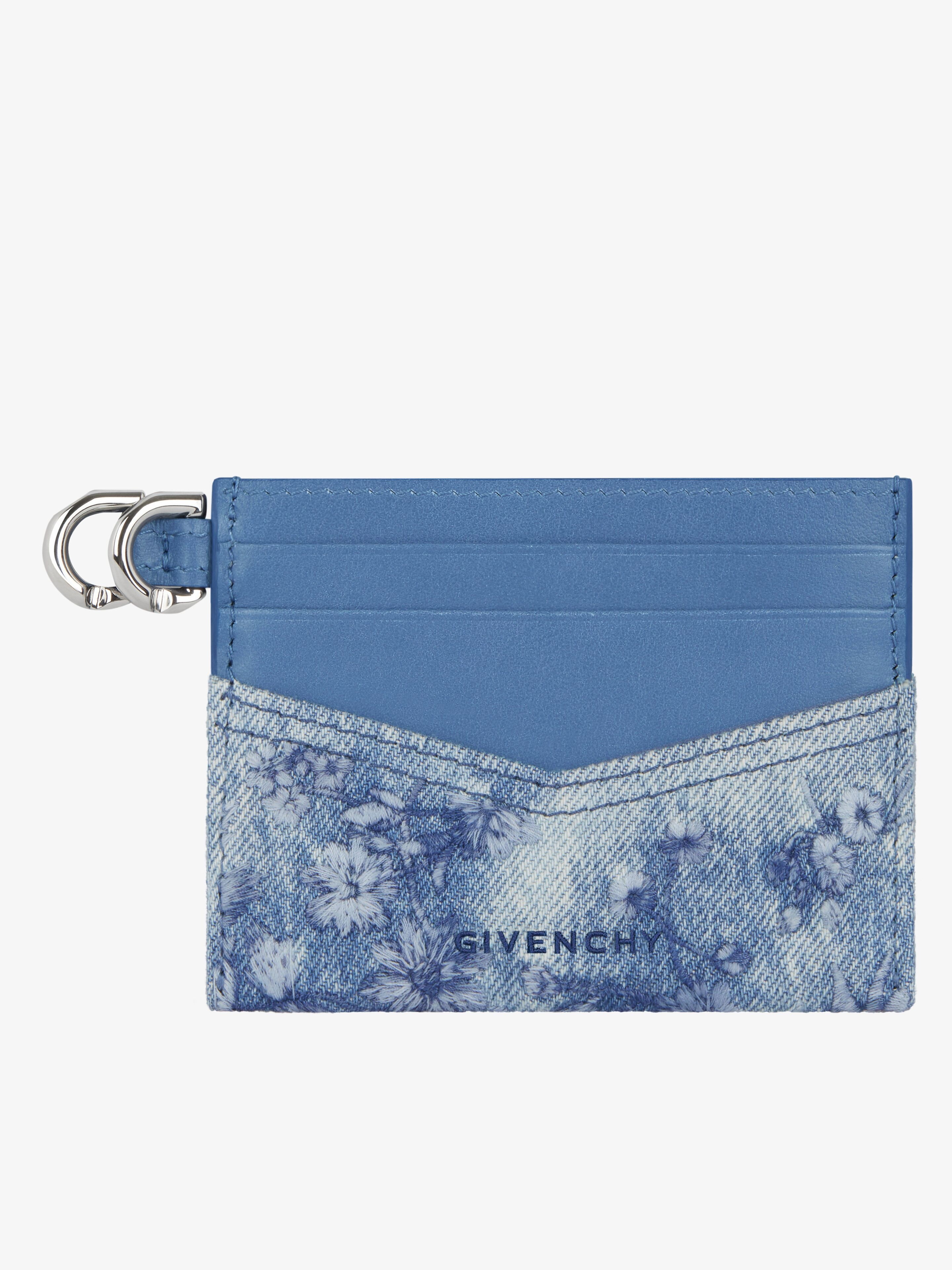 VOYOU CARD HOLDER IN WASHED EMBROIDERED DENIM - 3