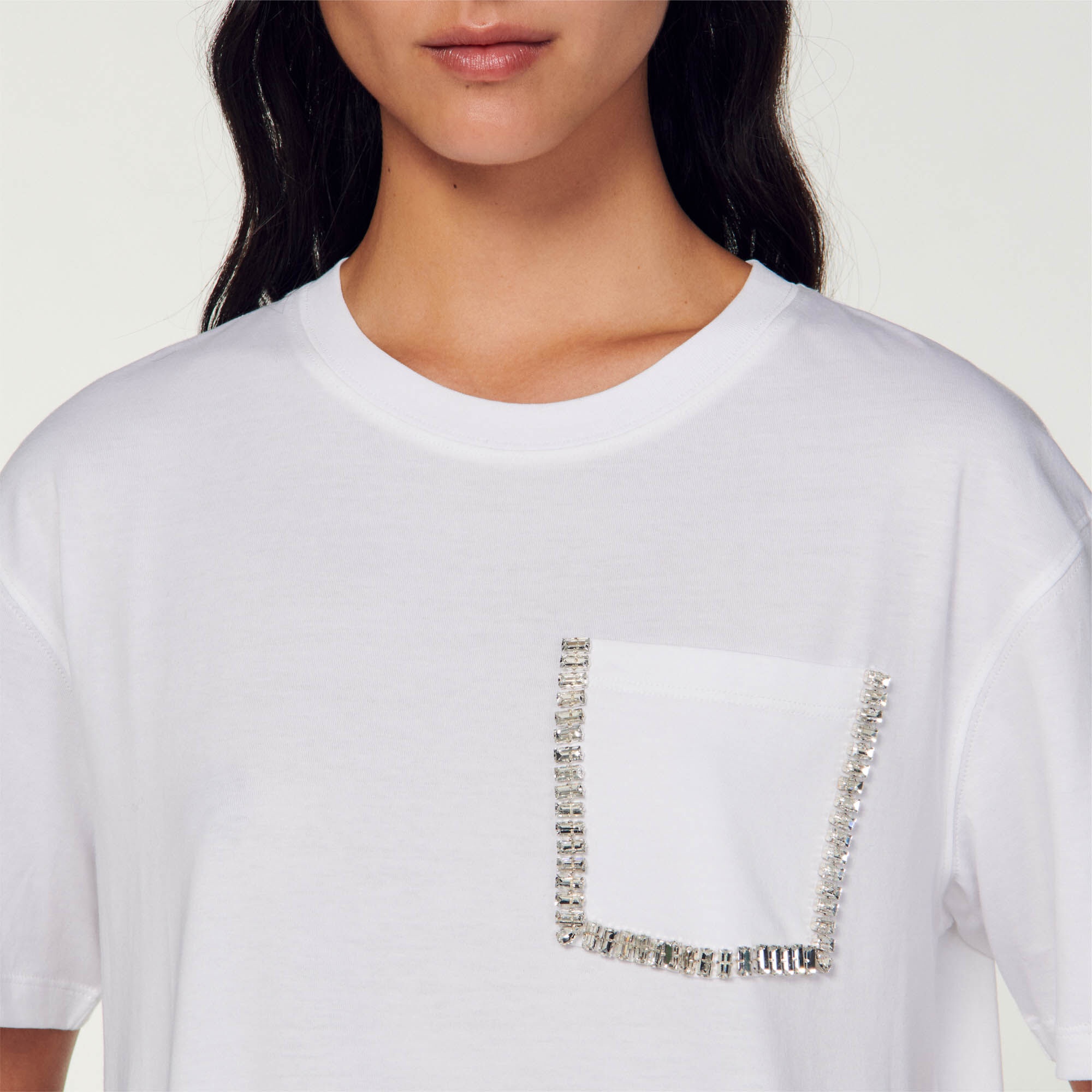 CROPPED T-SHIRT WITH RHINESTONES - 4