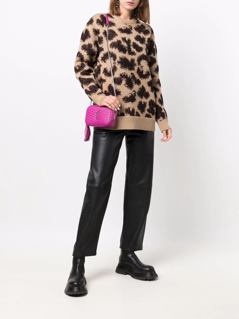 long-sleeved lurex leopard jumper - 2