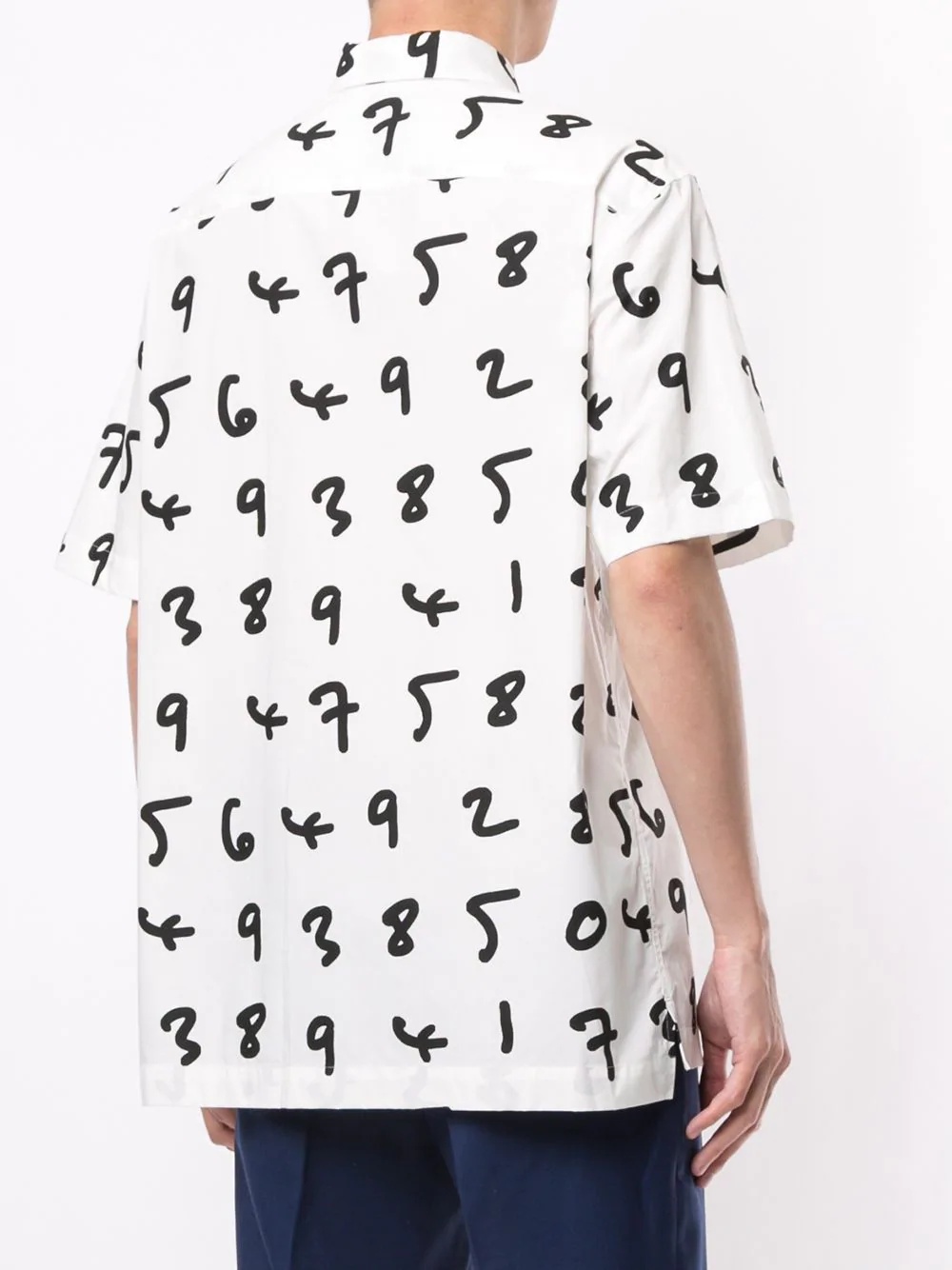 numbers print buttoned cotton shirt - 4