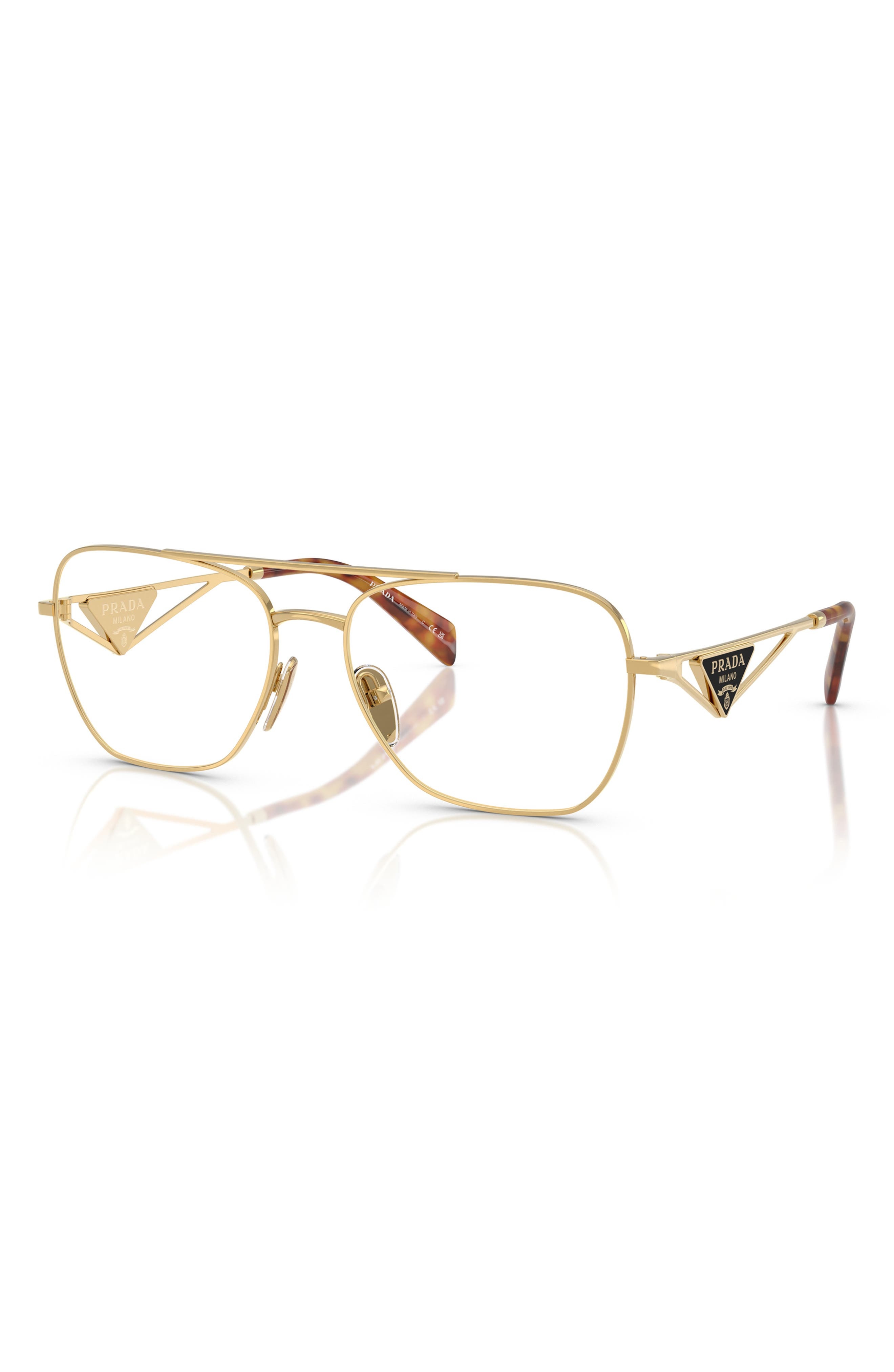 Prada 59mm Pilot Optical Glasses in Gold at Nordstrom - 2