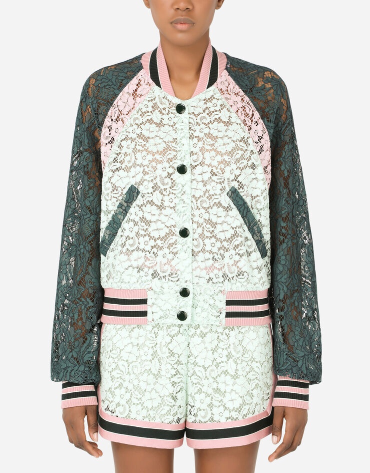 Lace bomber jacket with contrasting trims - 1