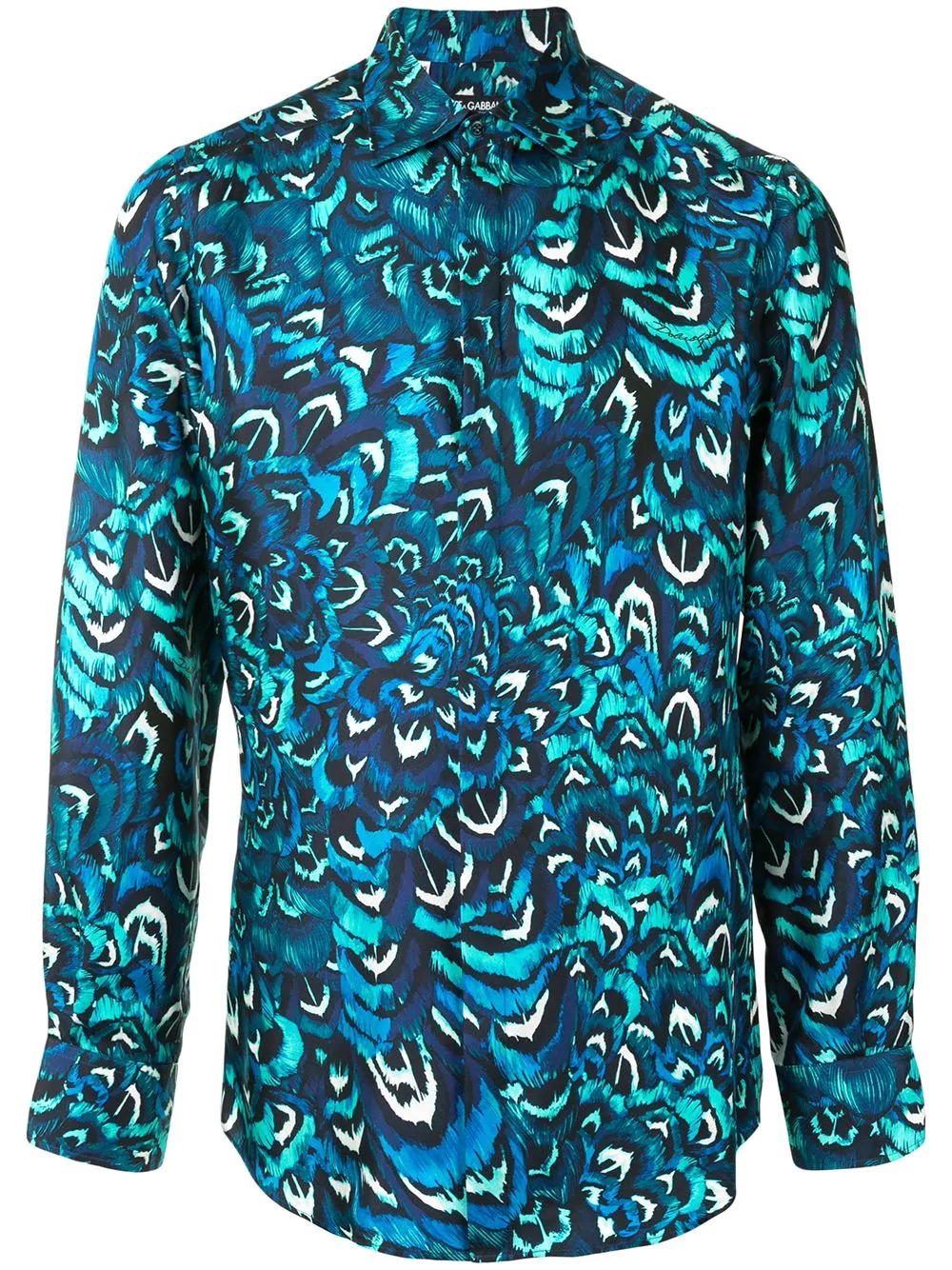 feather print Martini-fit shirt - 1