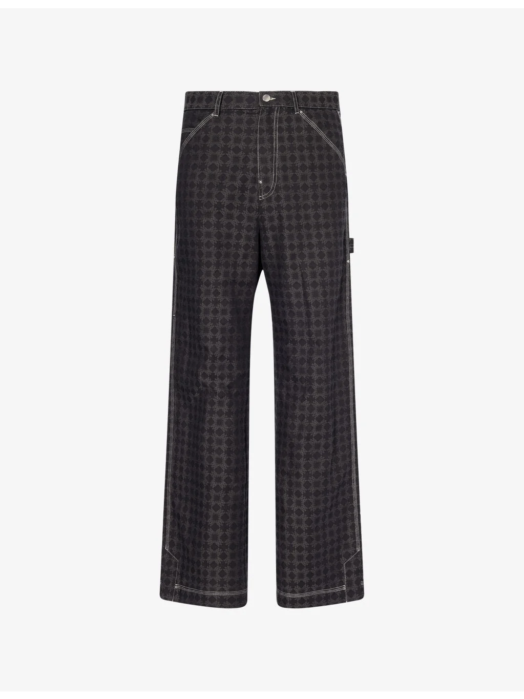 Quad Work Printed Cotton And Linen Trousers - 1