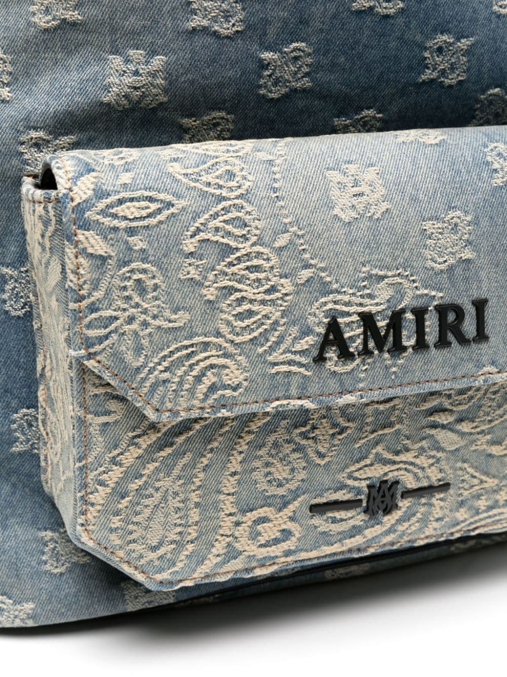 bandana-jacquard denim backpack - 4