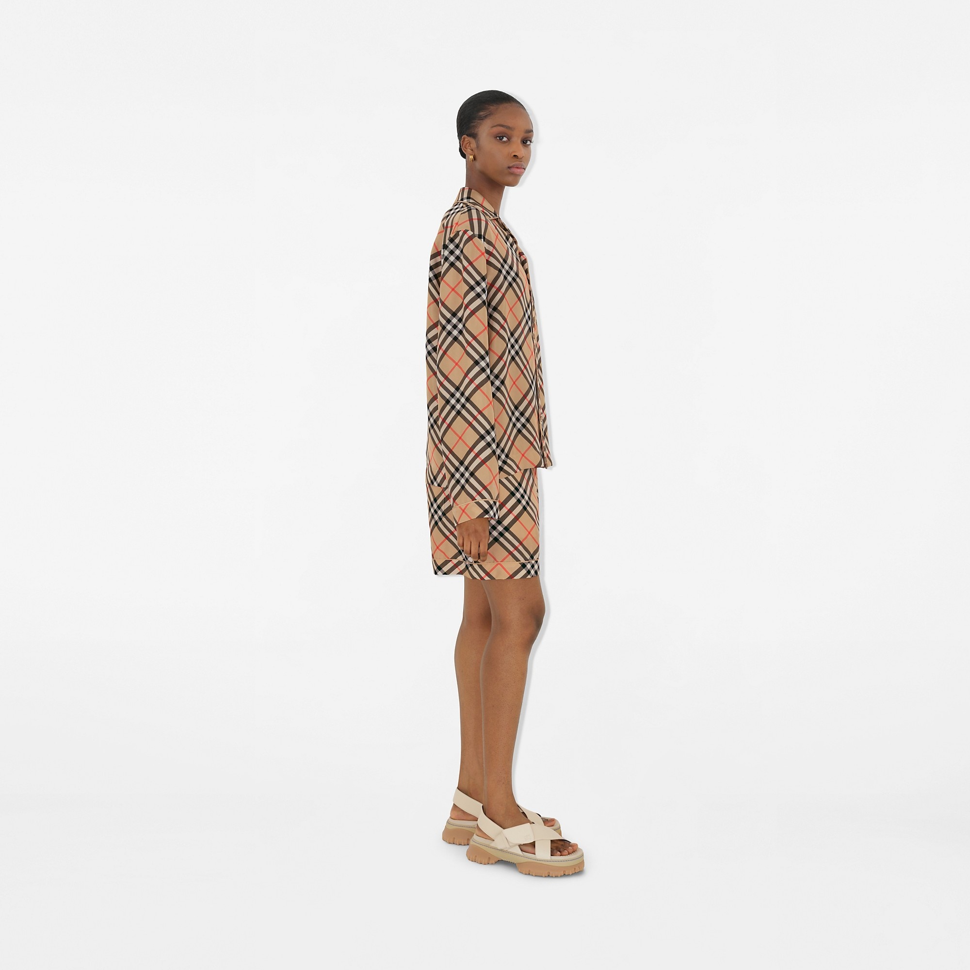 Check Silk Pyjama Shirt - 3