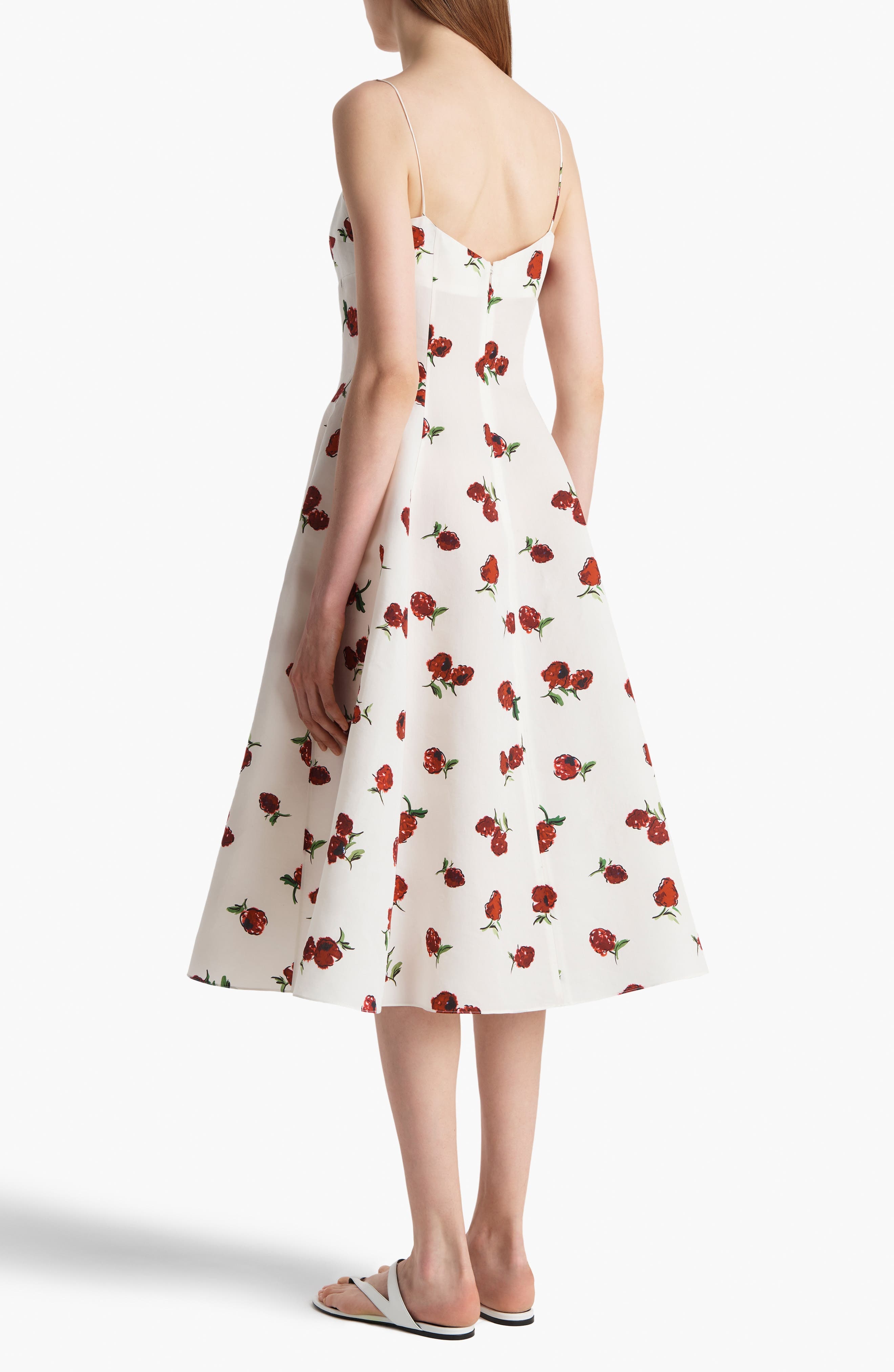 Khaite Isabella Raspberry Print Silk & Cotton Organza Dress in Raspberry/Cream at Nordstrom - 2