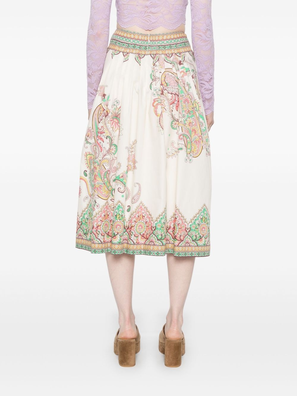 printed cotton midi skirt - 4