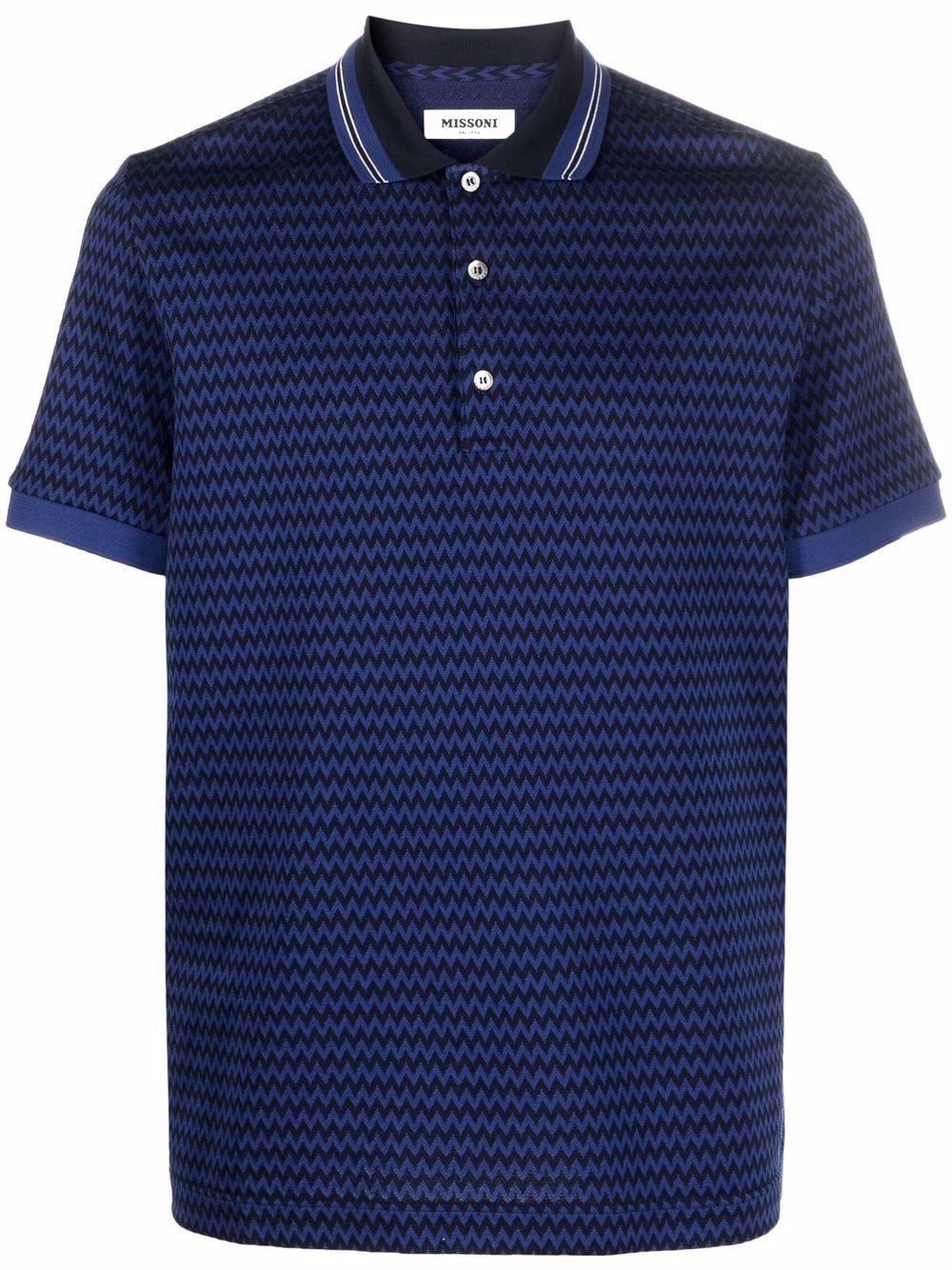 striped short-sleeved polo shirt - 1