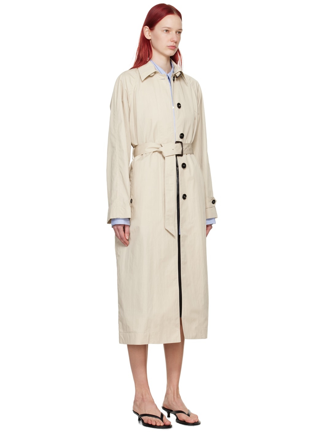 Beige Belted Trench Coat - 2