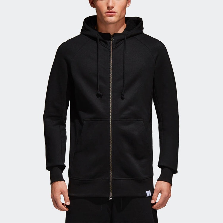 adidas originals hooded Zipper Sports Jacket Black BQ3092 - 4