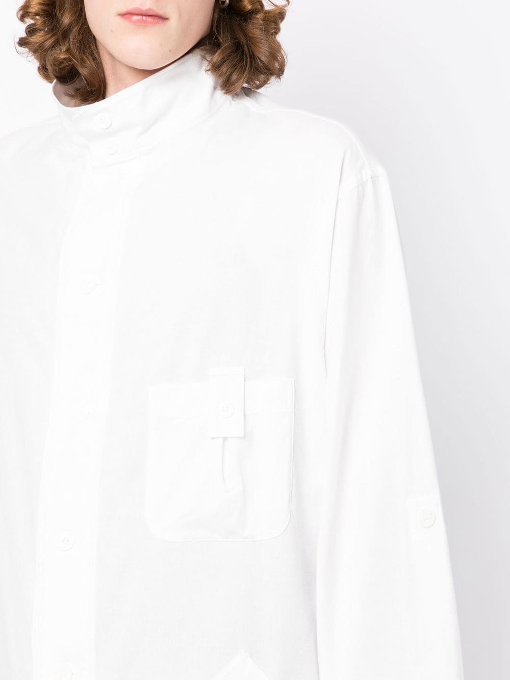 band-collar shirt jacket - 5