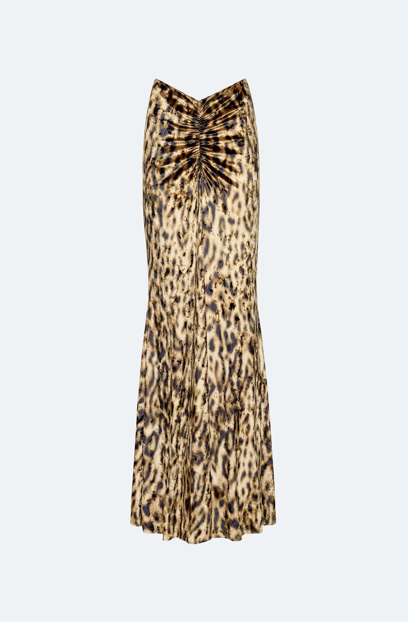 Velvet Leopard Ruched Maxi Skirt 1