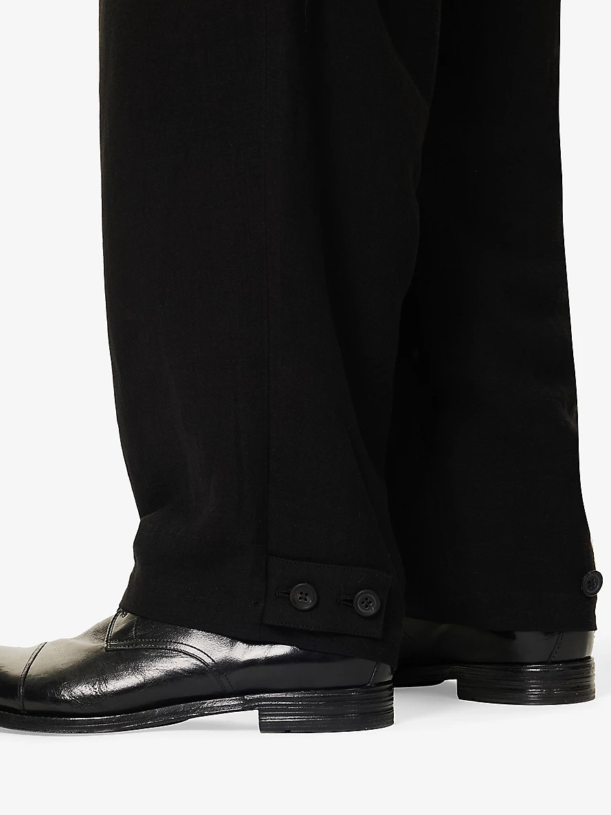 Wide-leg relaxed-fit linen-blend trousers - 6