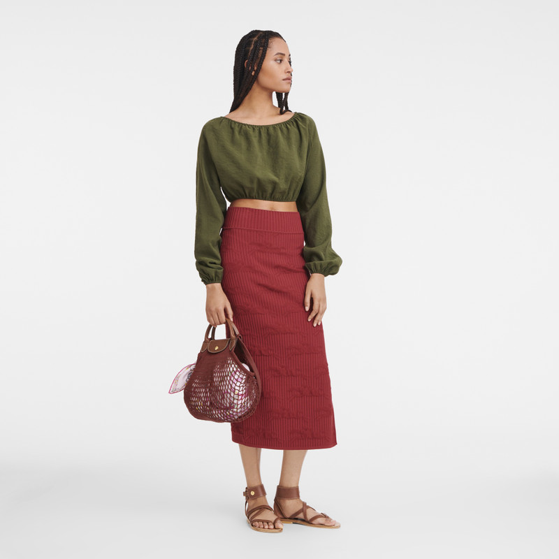 Longchamp Le Pliage Filet L Mesh bag Mahogany - Canvas outlook