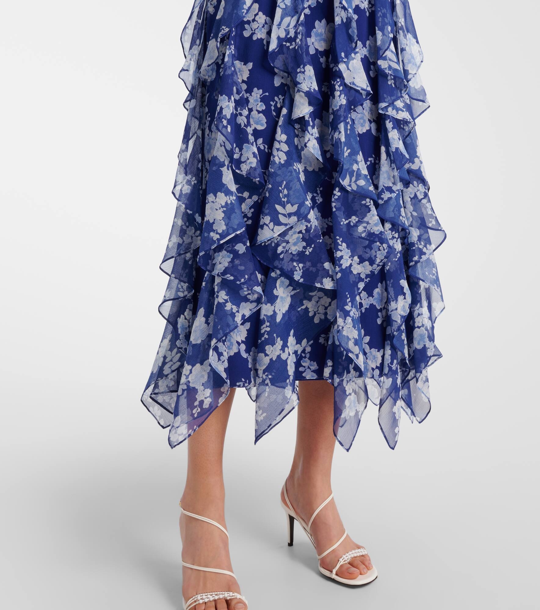 Floral ruffled chiffon midi dress - 5