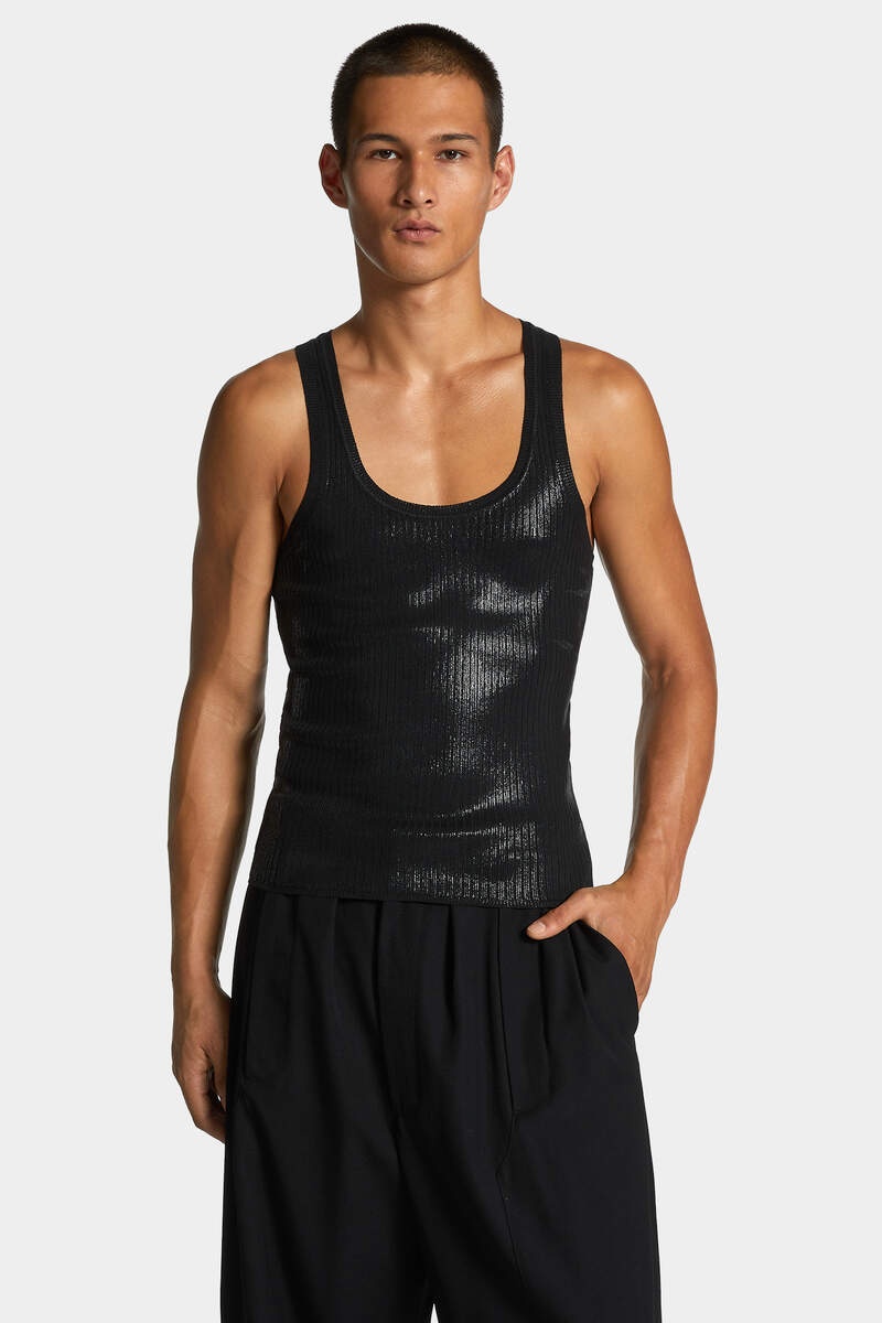 COATED RIBBED KNIT TOP - 3