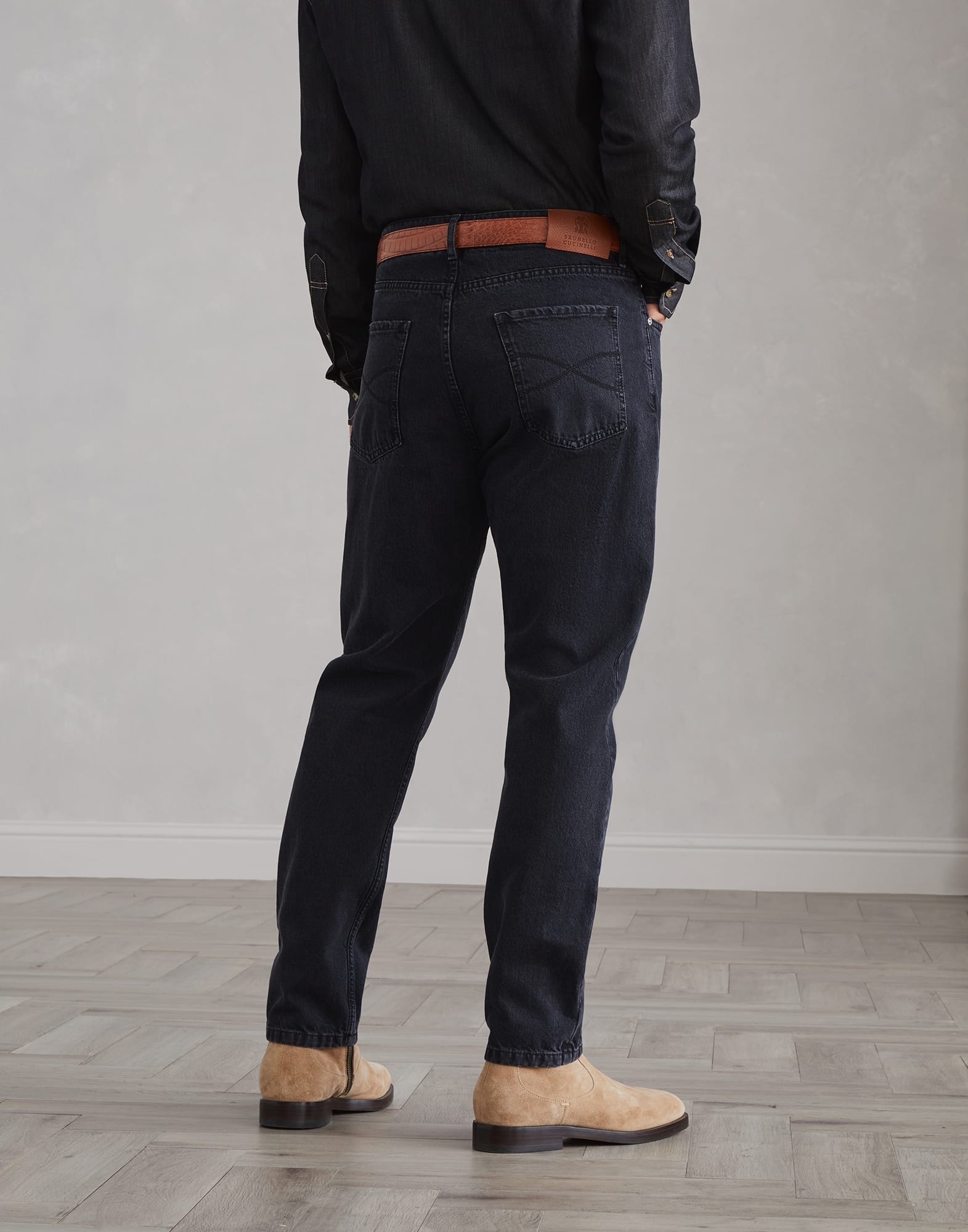 Greyscale denim iconic fit five-pocket trousers - 2