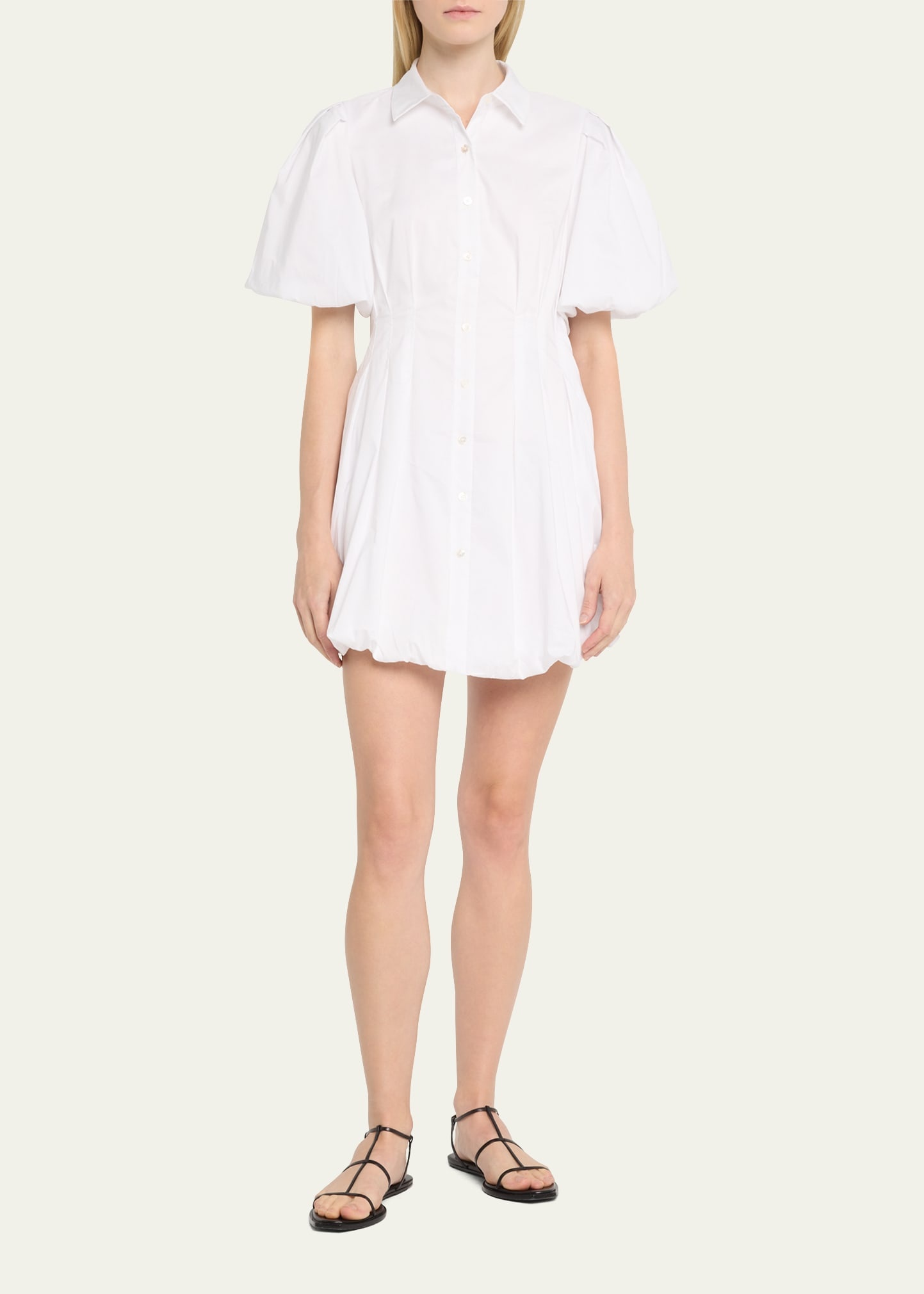 Cleo Polin Balloon-Sleeve Pleated Mini Dress - 2