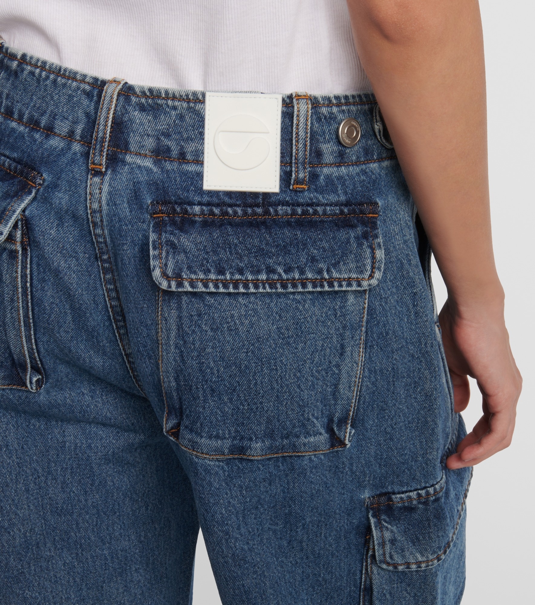 Wide-leg denim cargo pants - 7