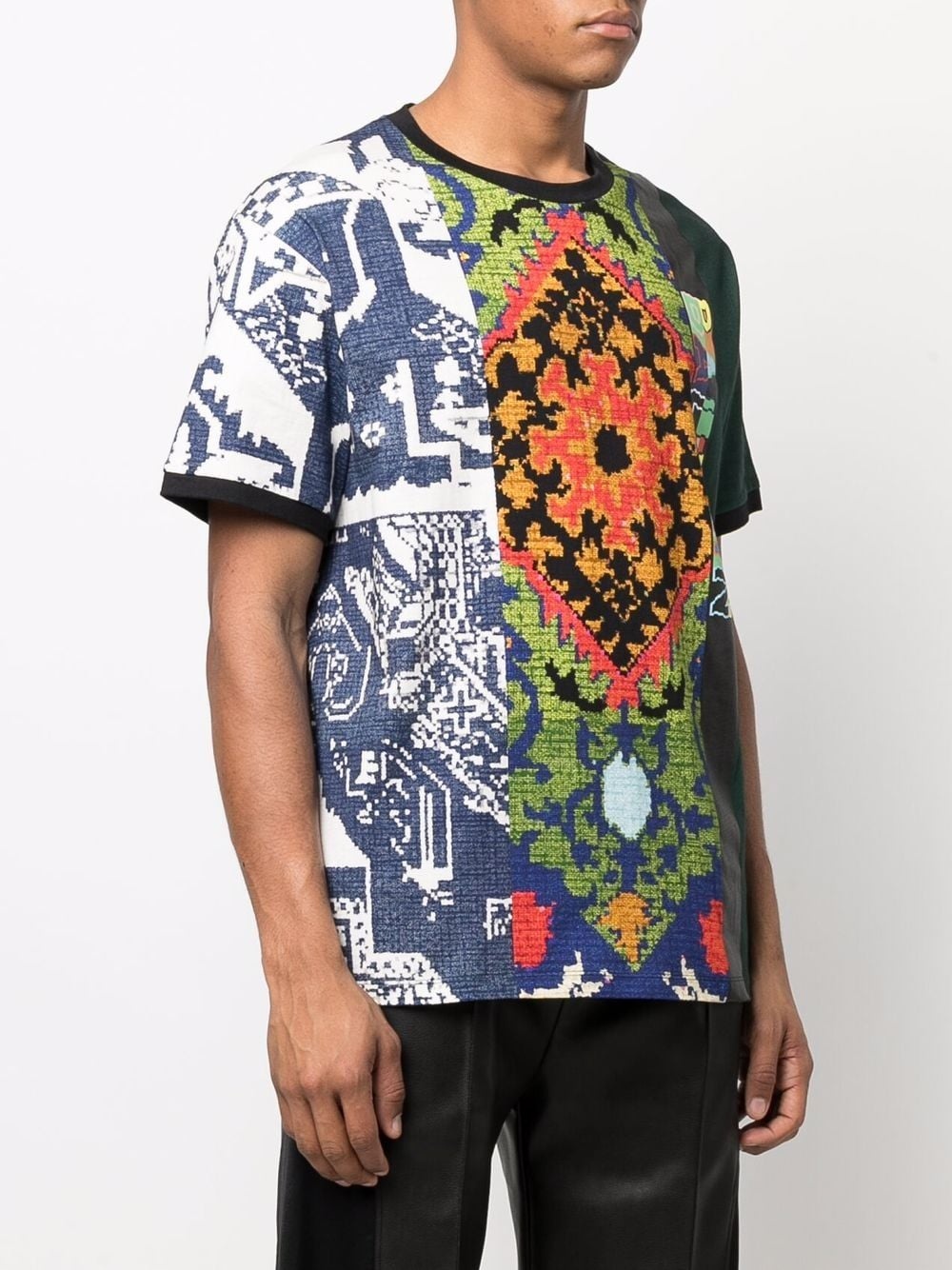 patchwork short-sleeved T-shirt - 3