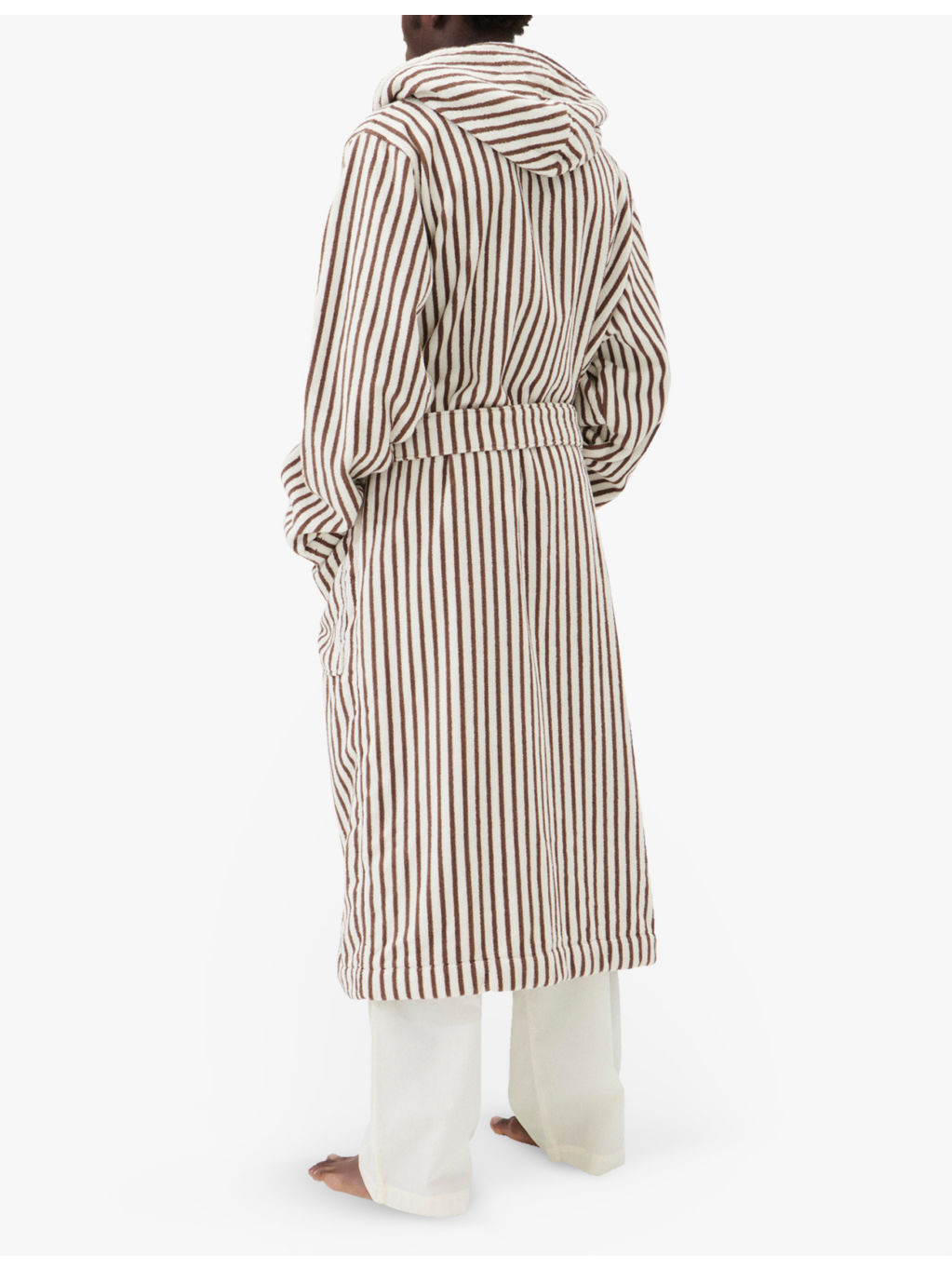 Hooded striped organic-cotton robe - 3