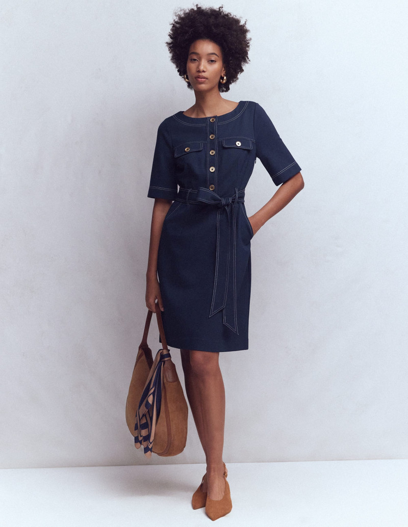 Bria Ponte Shift Dress-Navy 5