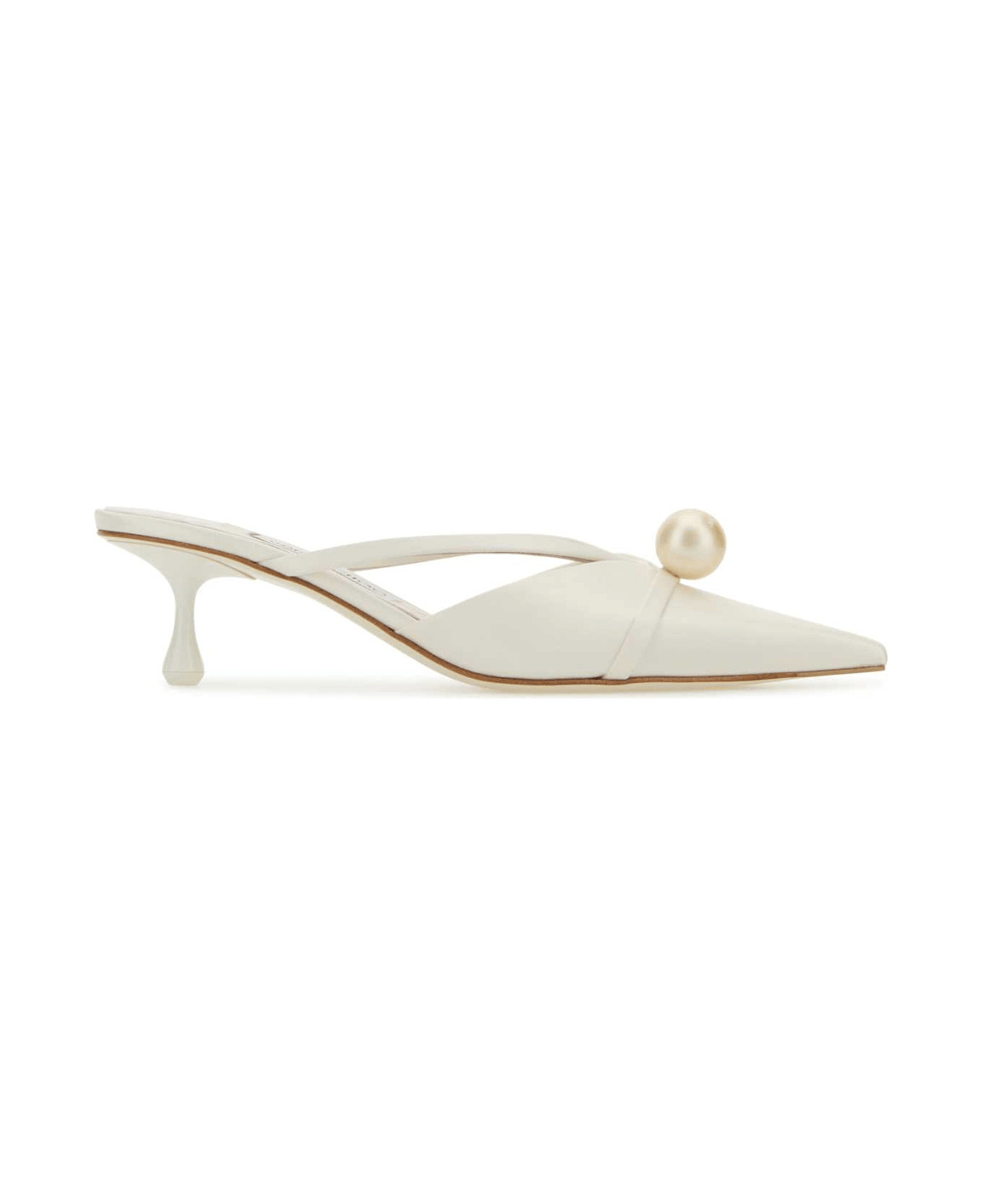 White Satin Sana Mules - 1