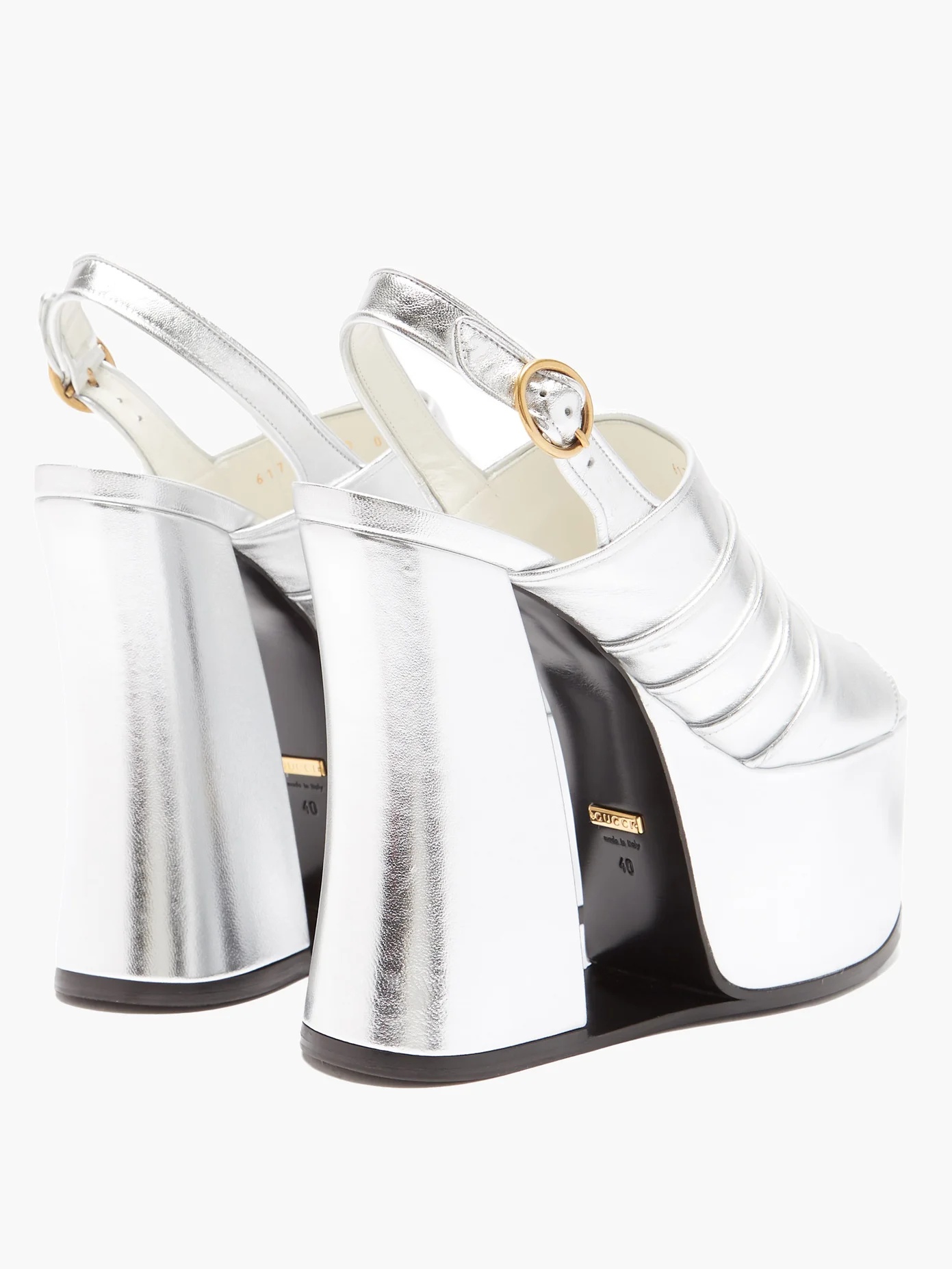 Anais open-toe metallic-leather platform shoes - 4