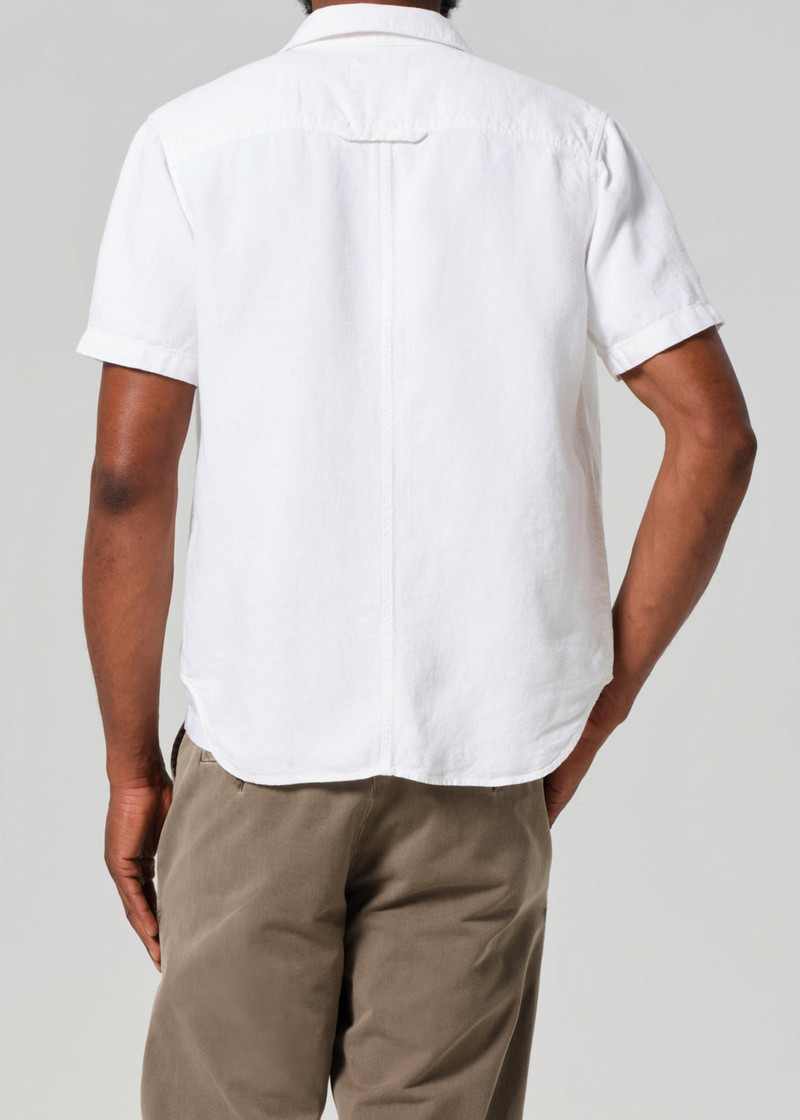 Cairo Short Sleeve Linen Shirt In White 3