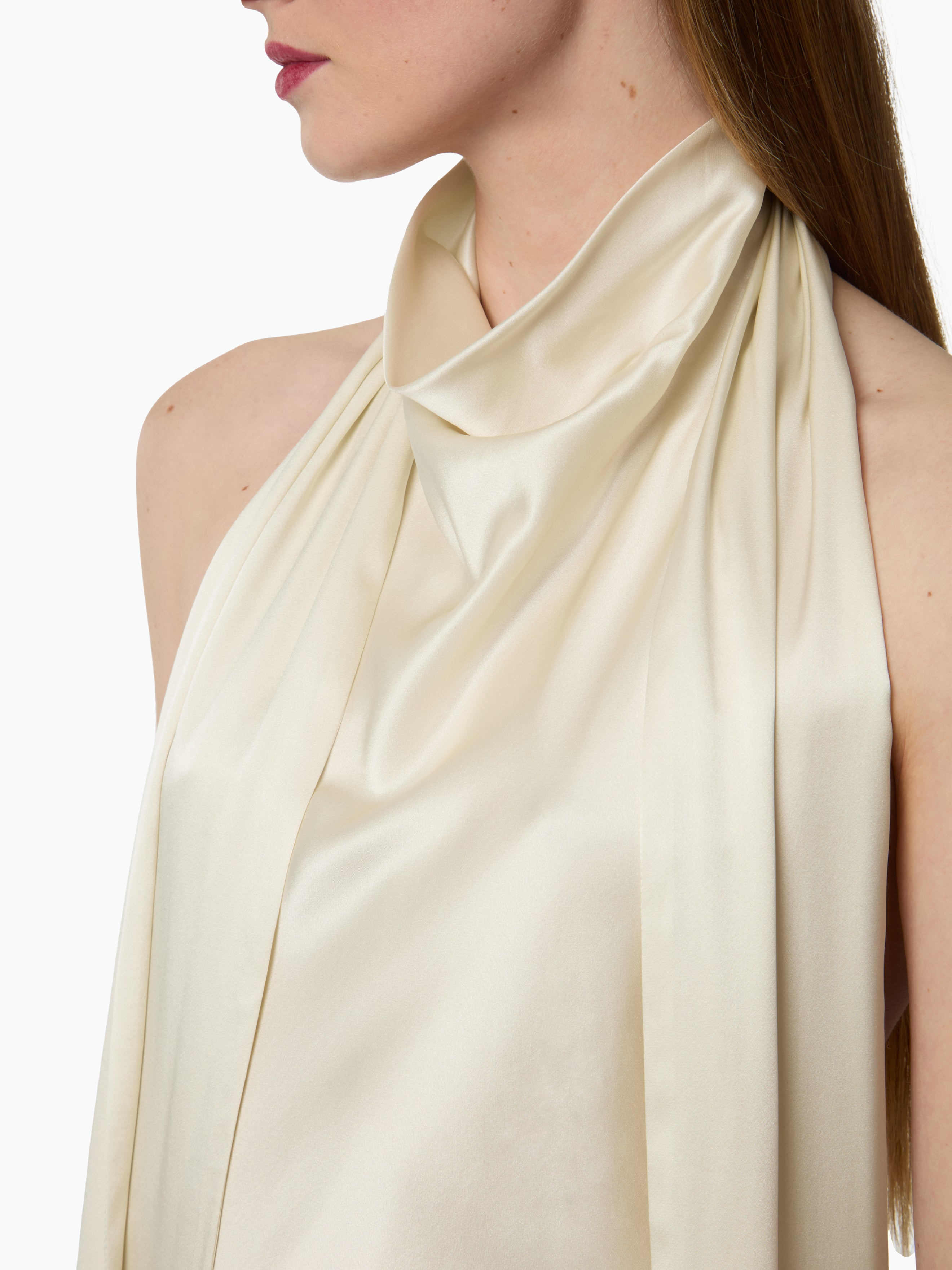 Cream Halterneck Satin Top - 3