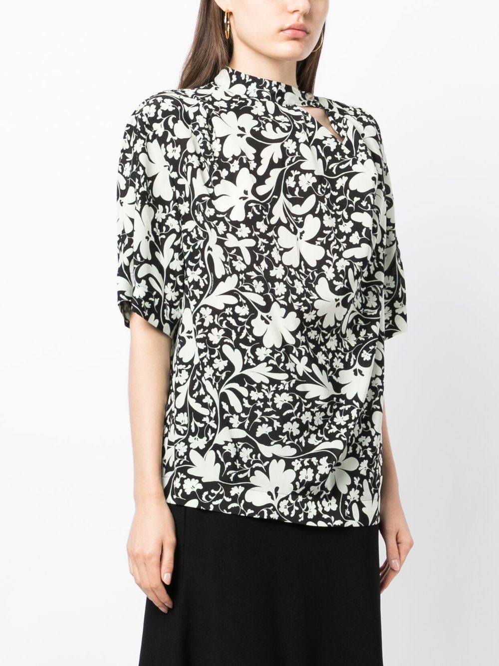 floral-print silk blouse - 3