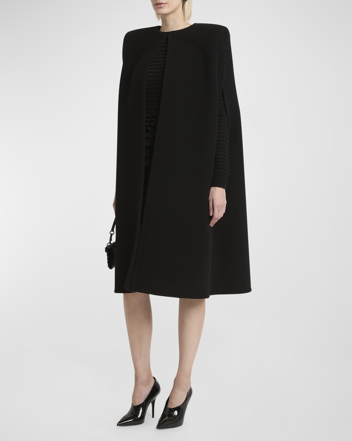 Valentino FLUFFY CASHMERE BLEND CAPE | REVERSIBLE