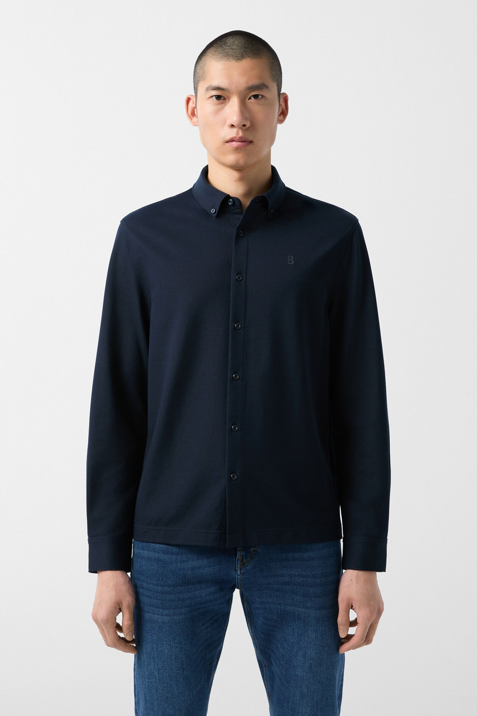 Piqué shirt Franz in Navy blue - 2