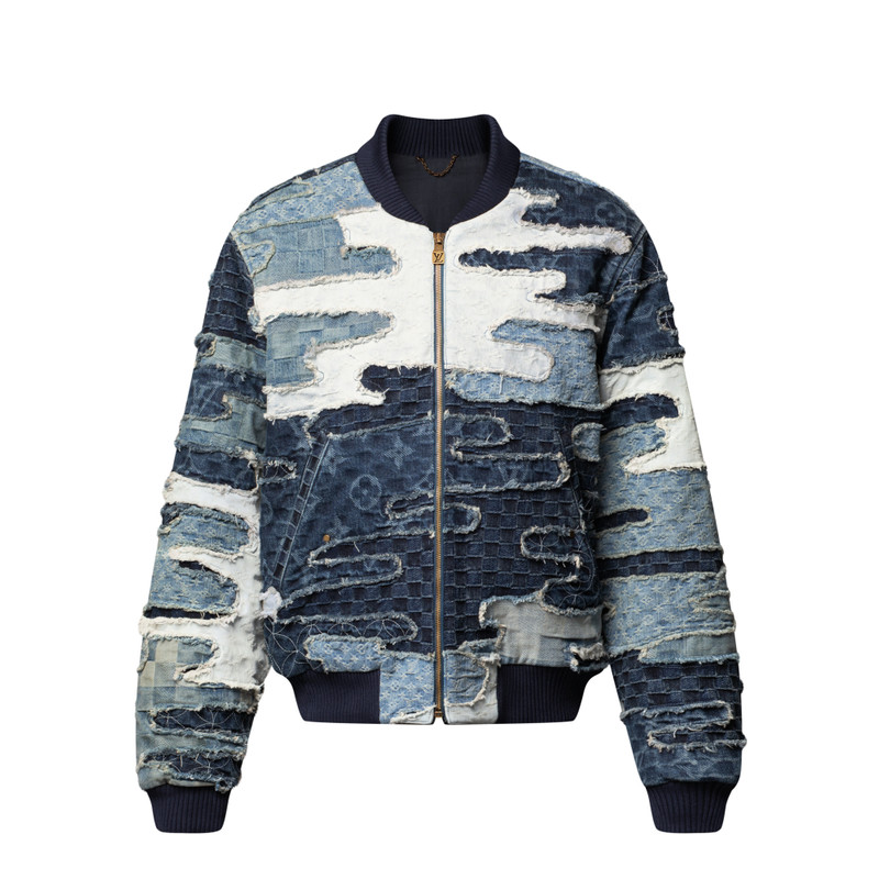 Patchwork Denim Bomber Jacket 1