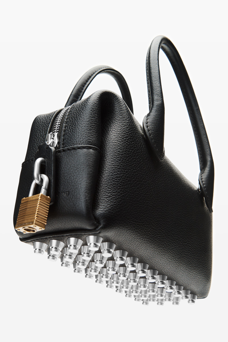 Black leather Roux Small Top Handle Bag 4