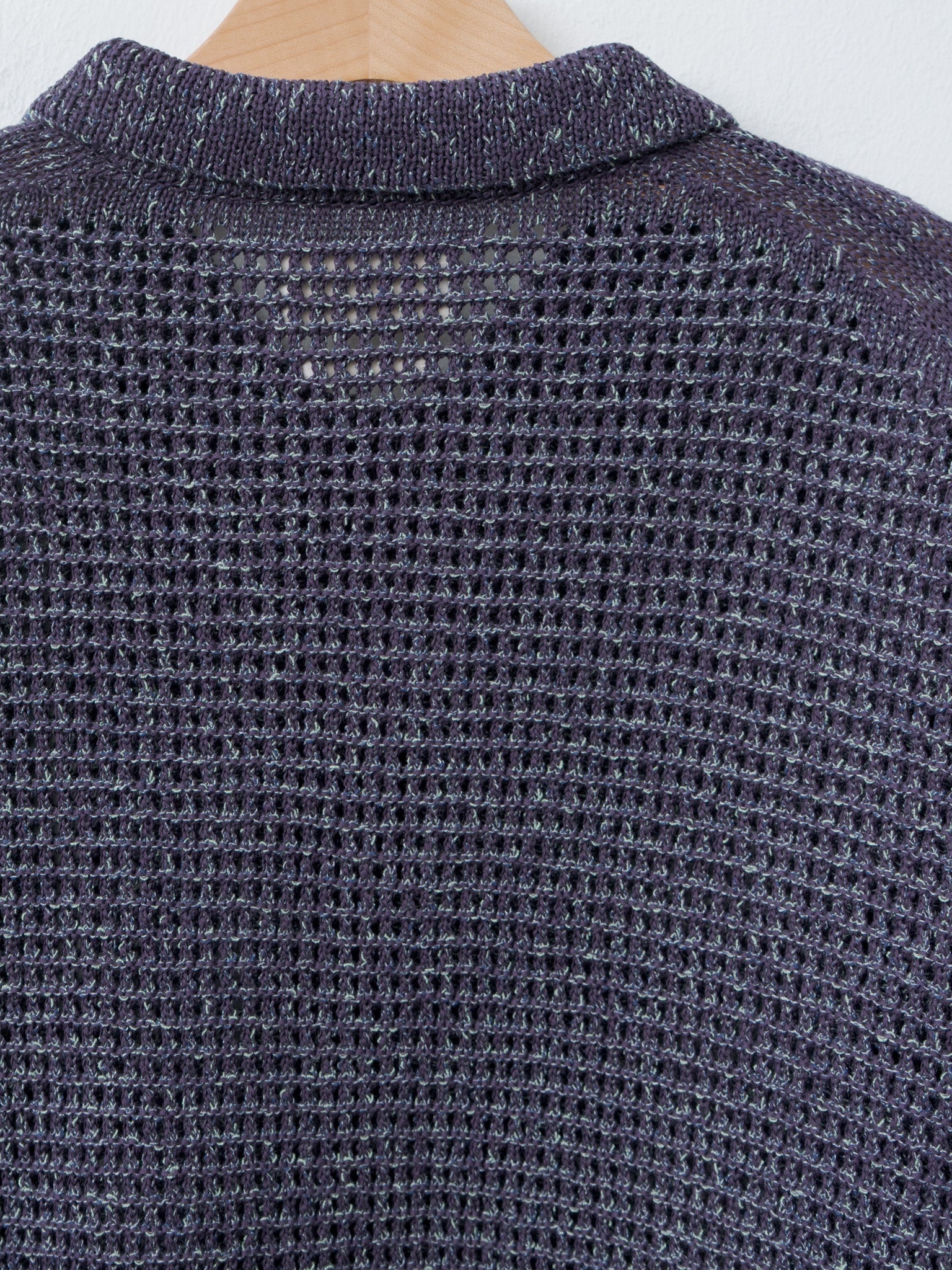 Mesh Knitted Shirt Cardigan - Purple - 8