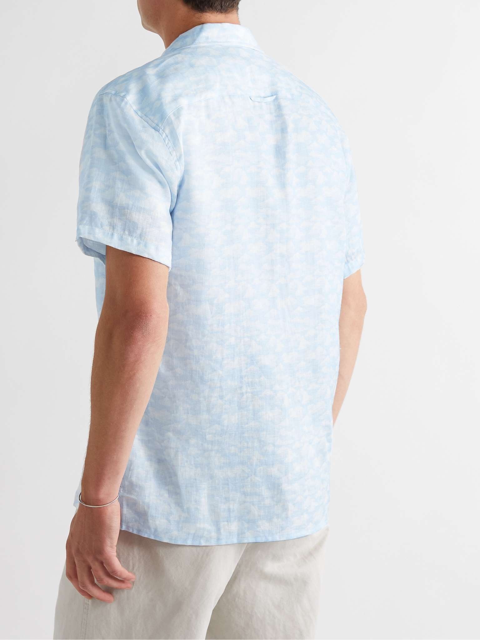 Camp-Collar Printed Linen Shirt - 4