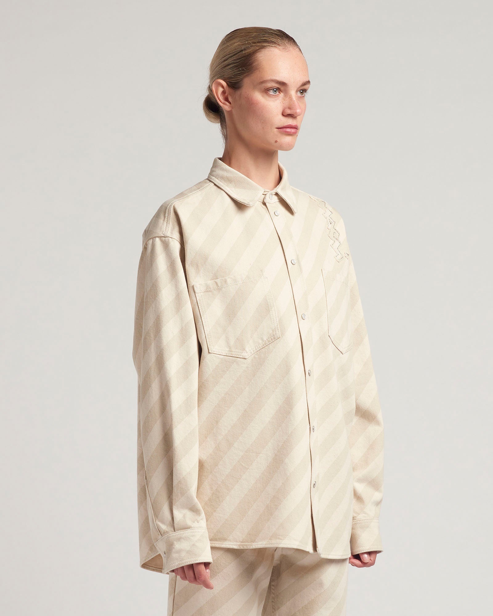Striped Washed Denim Shirt - 2