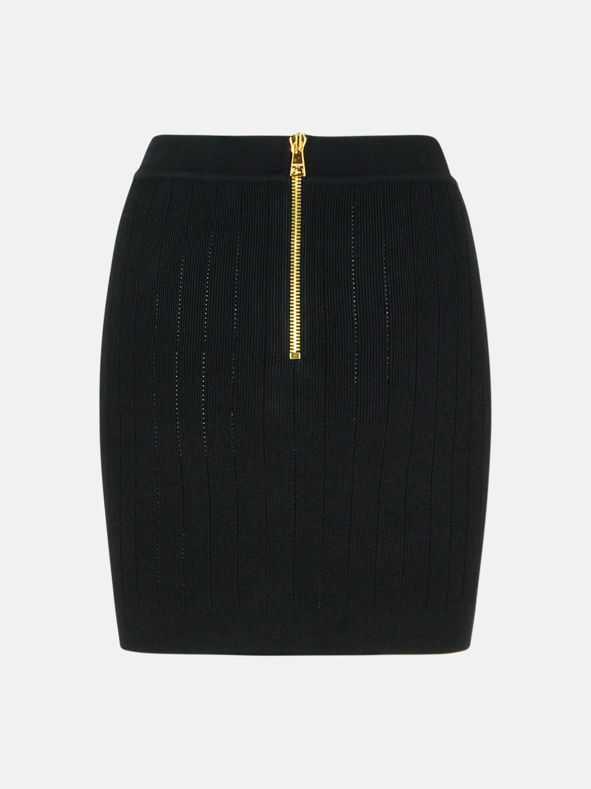 BLACK VISCOSE BLEND MINISKIRT - 3