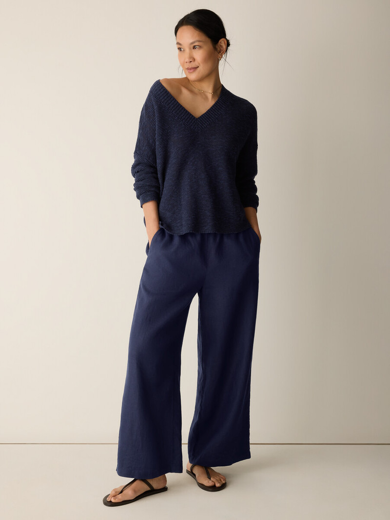 Organic Linen Cotton Slub V-Neck Top 3