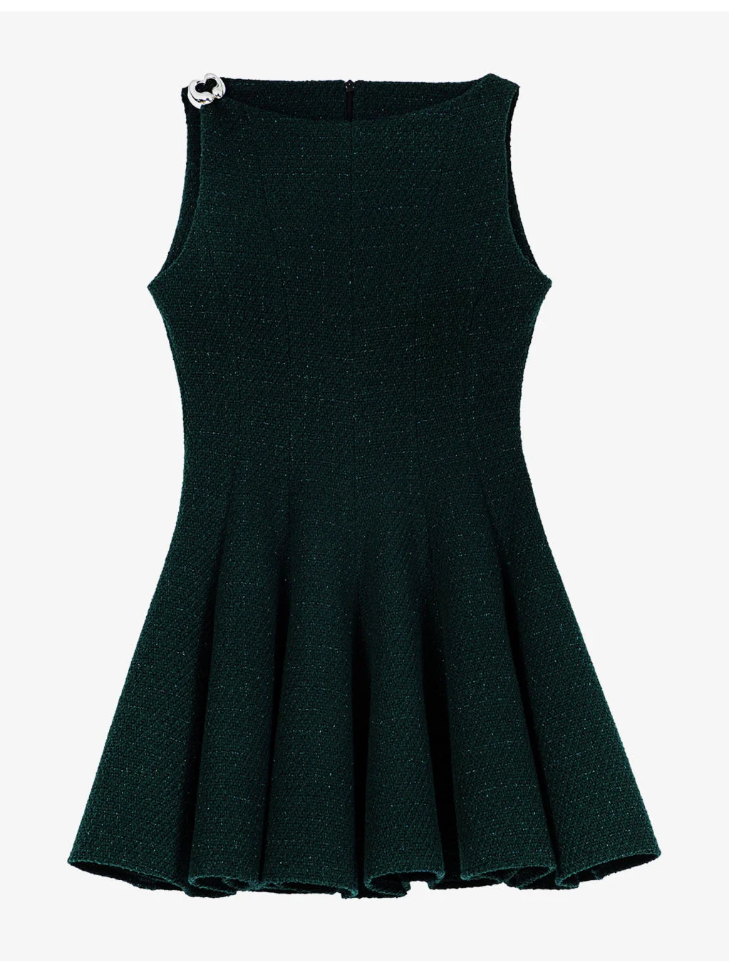 Sleeveless Hardware-Embellished Tweed Mini Dress - 1