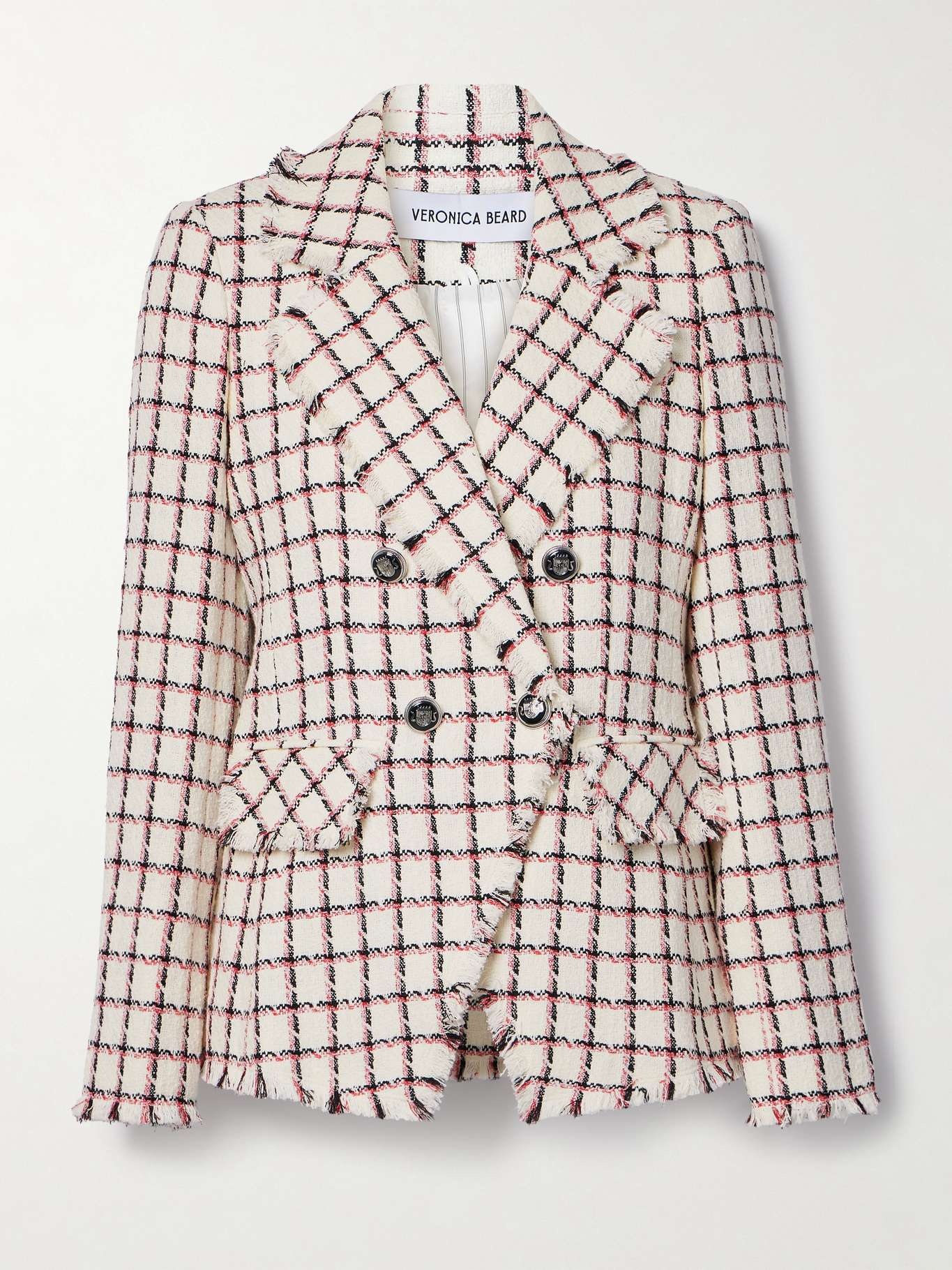 Taja double-breasted checked cotton-blend tweed blazer - 1