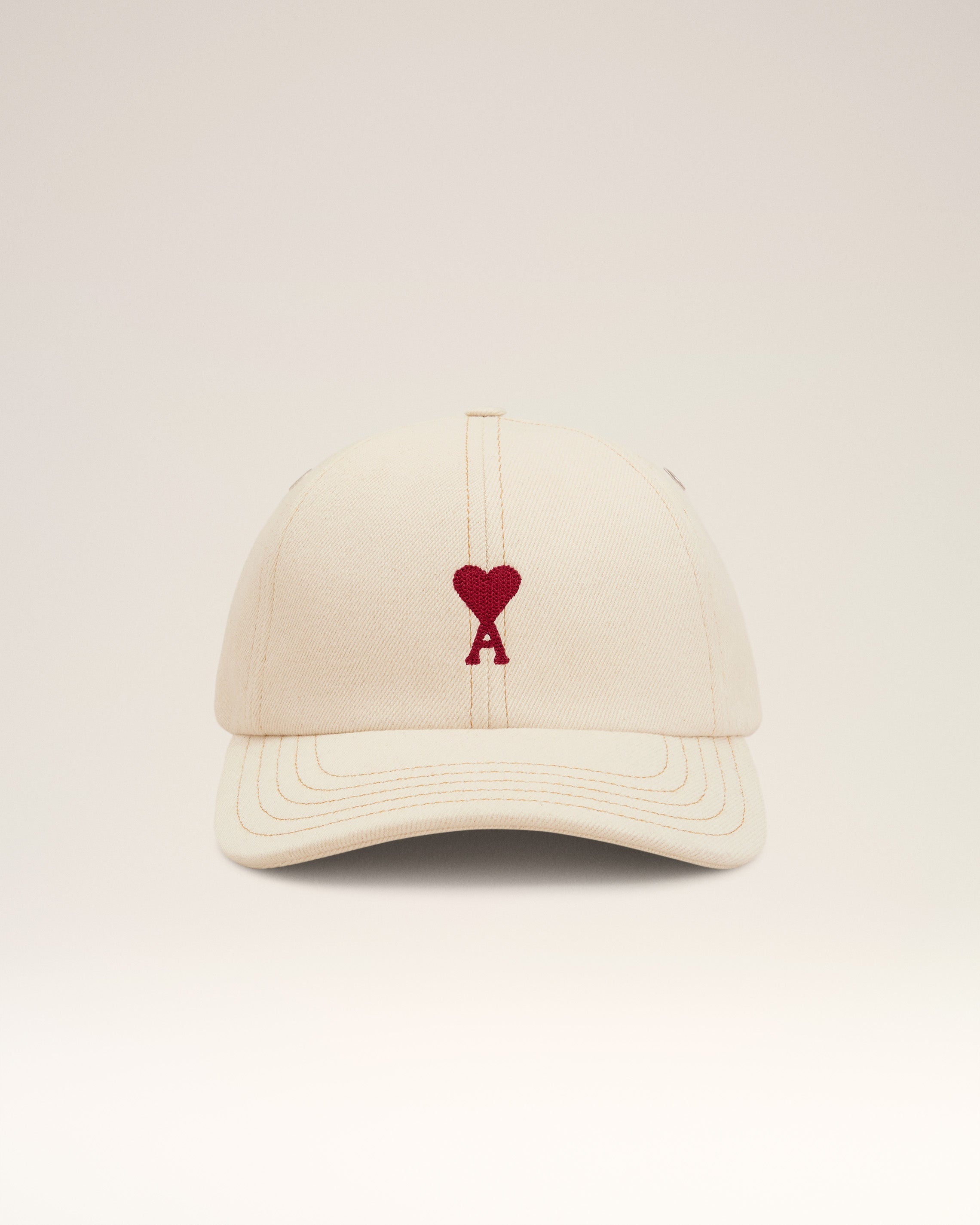 AMI Paris BEIGE COTTON AMI DE COEUR EMBROIDERY CAP | REVERSIBLE