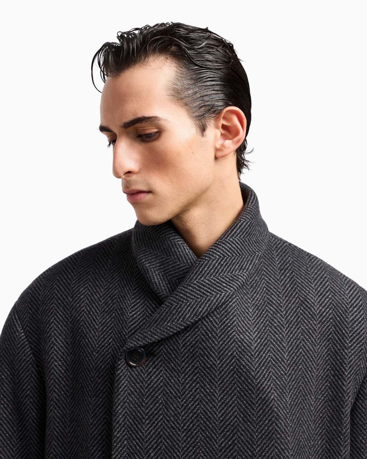 COAT IN CHEVRON CASHMERE CLOTH - 5