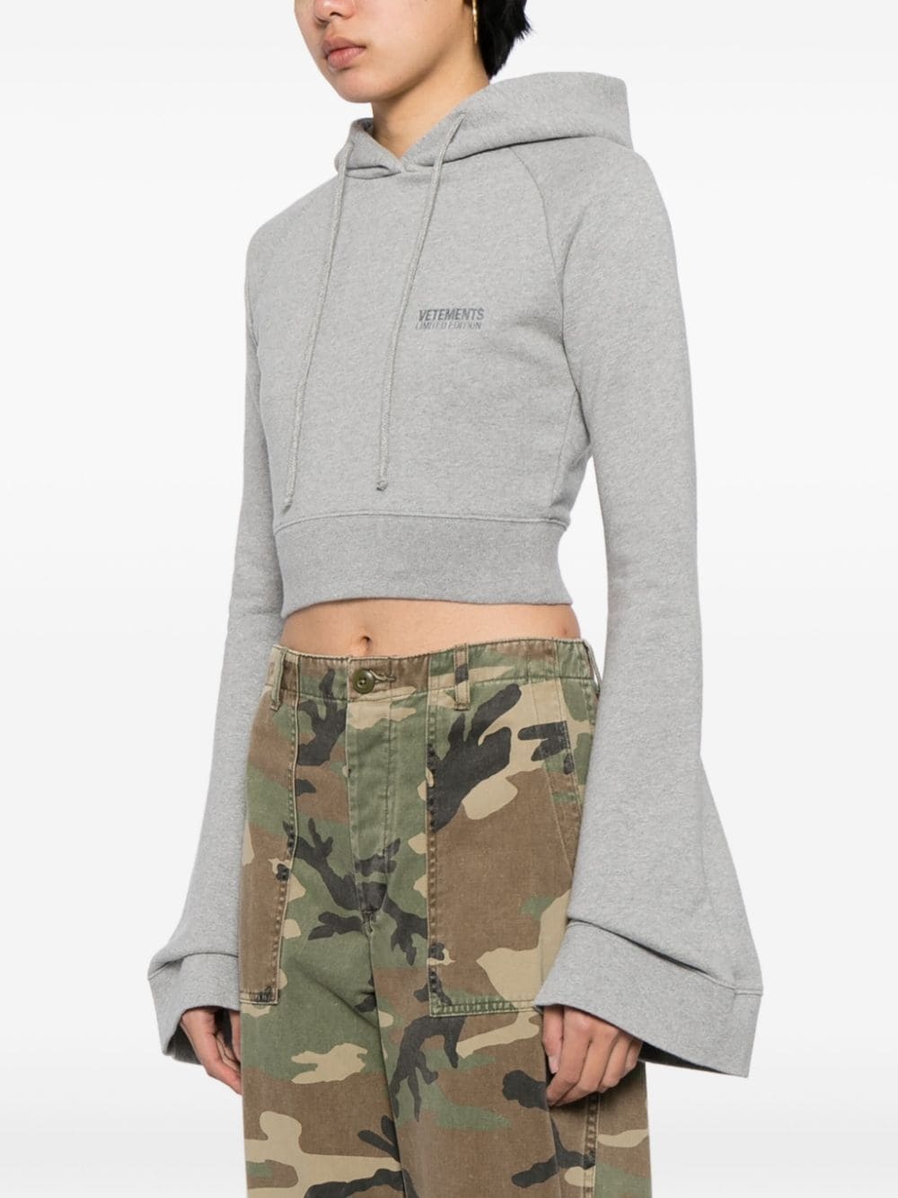 logo-embroidered flared-sleeve hoodie - 3