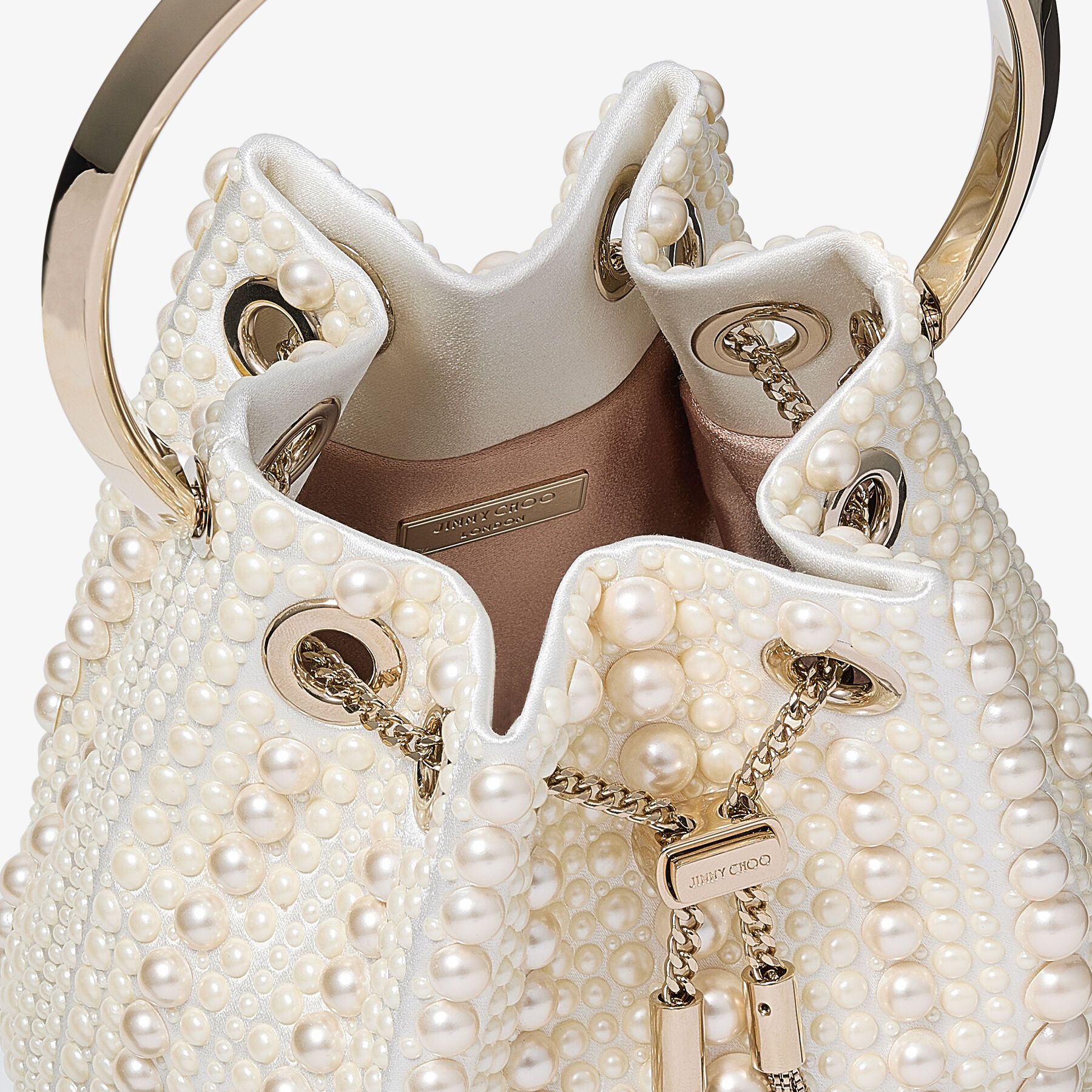 Bon Bon
Ivory Satin Bag with All-Over Pearls - 4