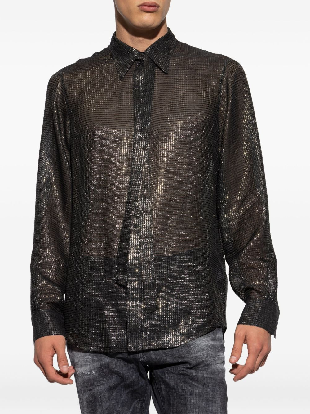 sparkling tie-neck shirt - 3