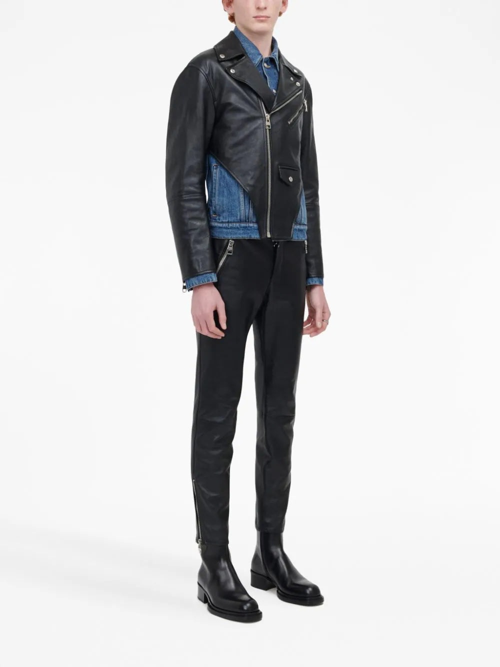 LEATHER CROPPED SLIM-FIT TROUSERS - 3