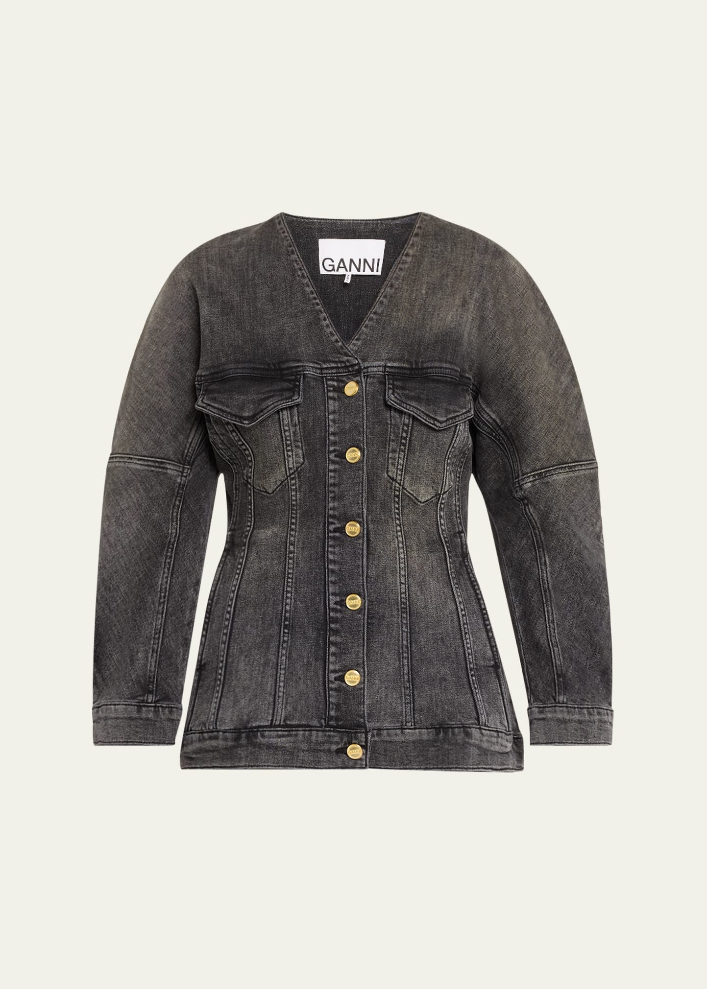 GANNI Shaped Denim Blazer | bergdorfgoodman | REVERSIBLE